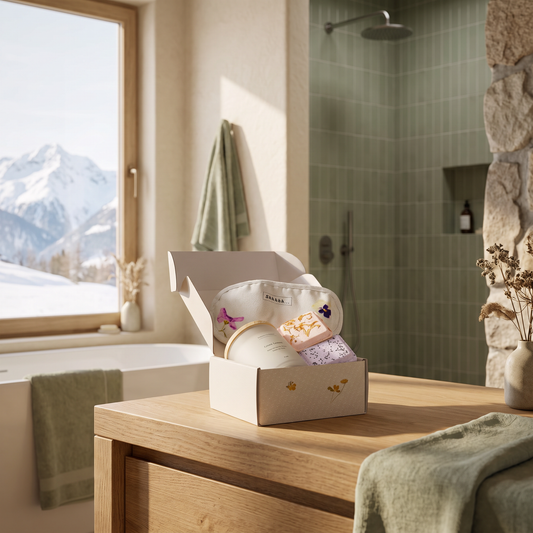 Green Lemon Candle & Shower Steamer Set lifestyle bathroom scene