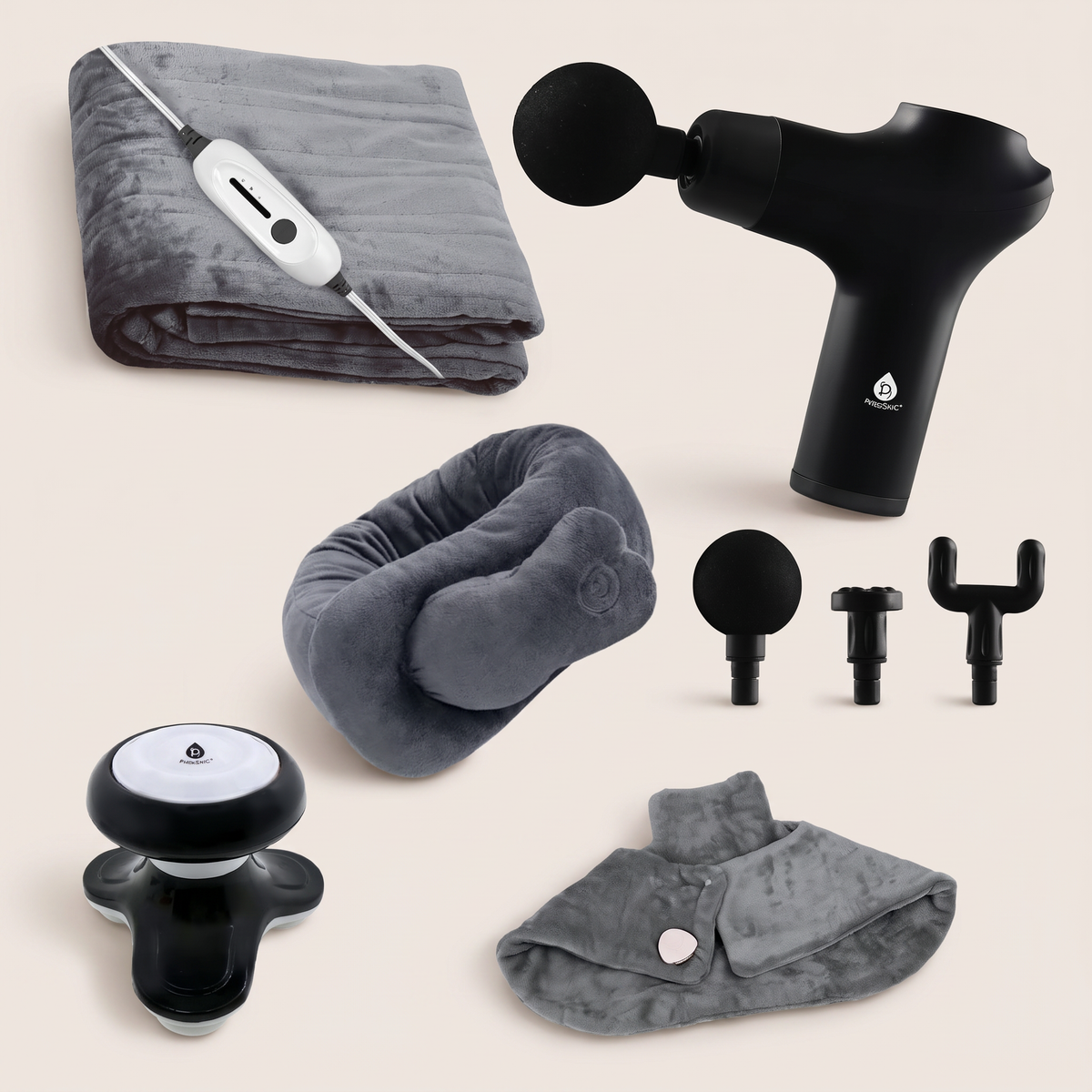 Heated Blanket and Massager Bundle clean studio catalog photo