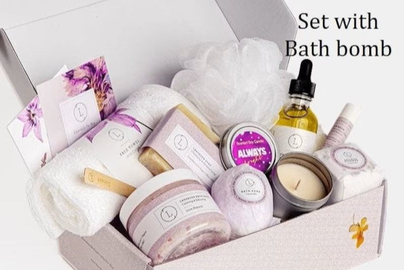 Bath Bomb and Shower Steamer Lizush All Natural Lavender Gift Box with - bath & body products-0