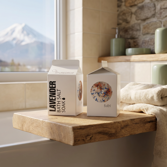 Lavender Pink Romance Bath Salt - lifestyle photo in mountain cabin setting