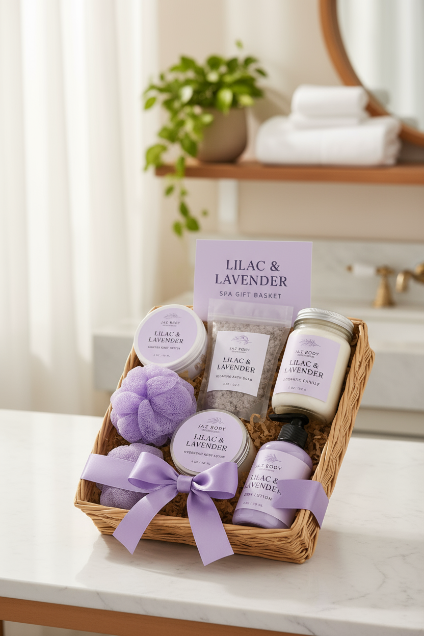 Lilac and Lavender Spa Gift Basket-0