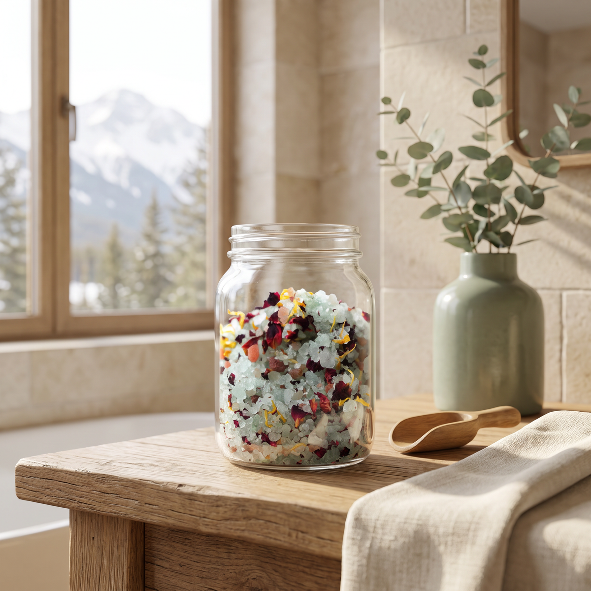 Natural Bath Salts lifestyle bathroom scene