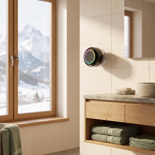 Portable Waterproof Shower Speaker lifestyle bathroom scene