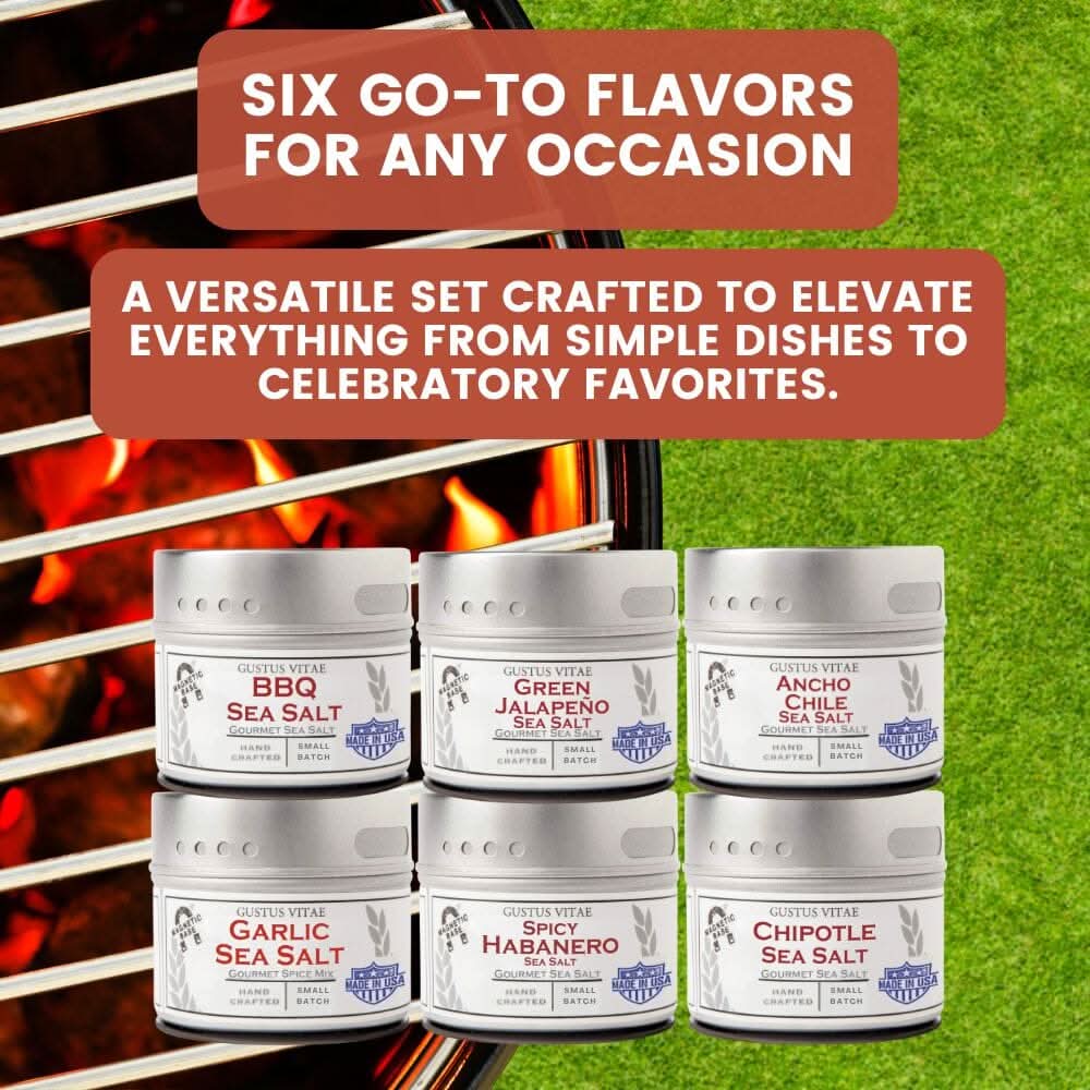 Pro Series BBQ & Grilling Sea Salts Gift Box | Gift Packaged Sea Salts Collection | Set of 6-1