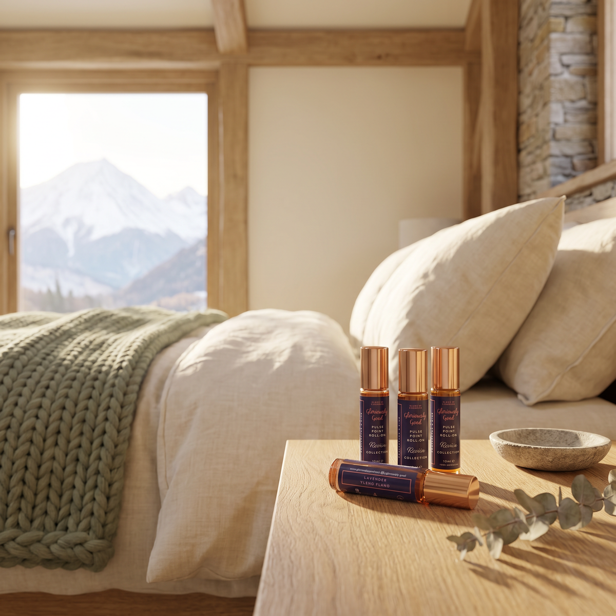 Pulse Point Roll-On Aromatherapy Set lifestyle bedroom scene