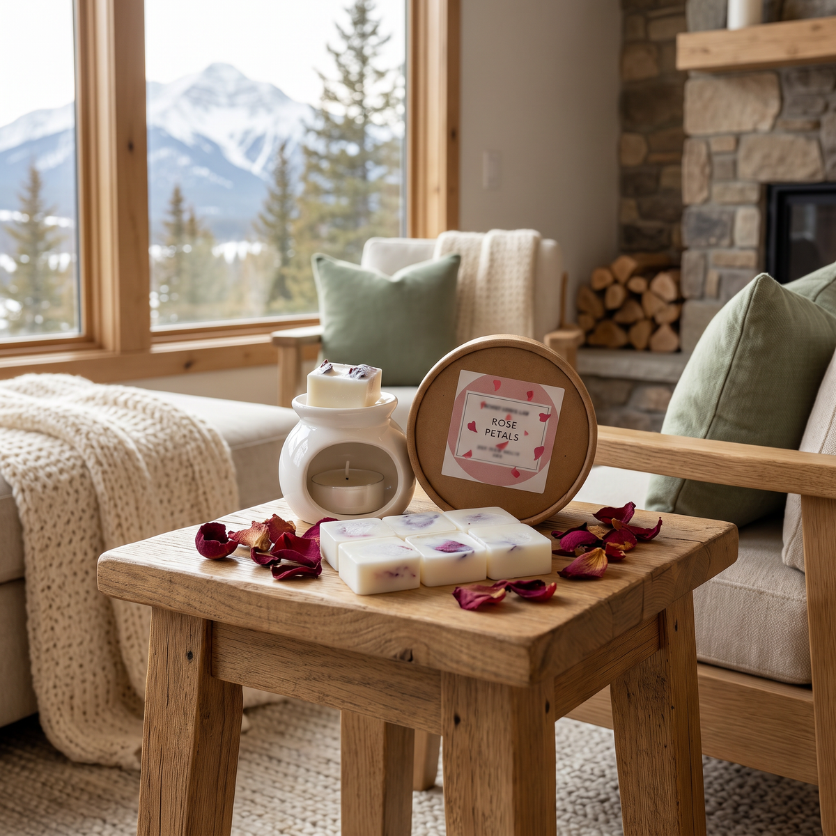 Rose Petal Wax Melter Gift Set - lifestyle shot