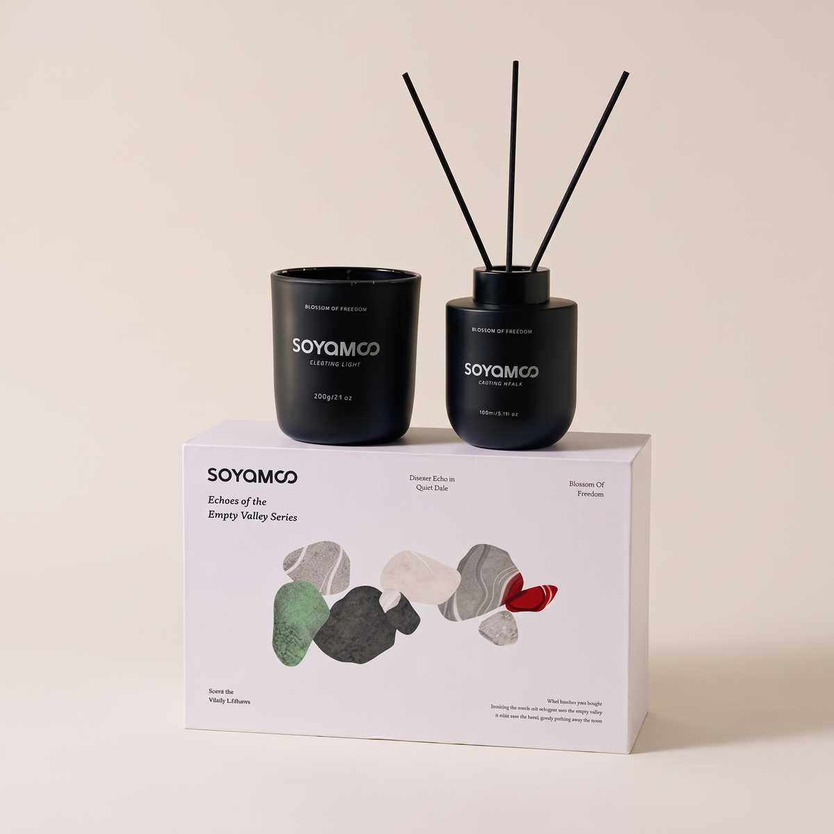Sandalwood Candle and Diffuser Gift Set clean studio catalog photo