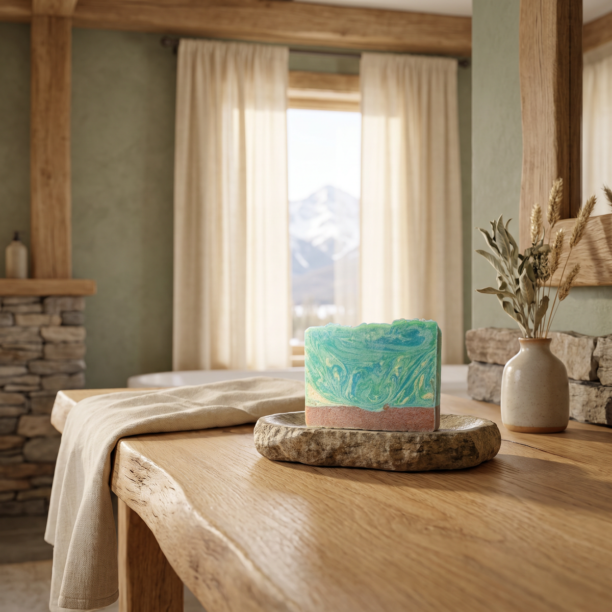 Sea Salt & Lily Handmade Bar Soap lifestyle bathroom scene