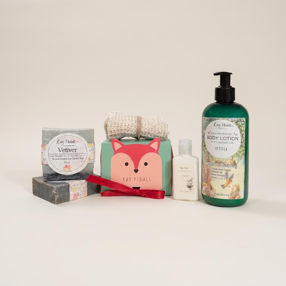 Vetiver Natural Skincare Gift Bundle clean studio catalog photo
