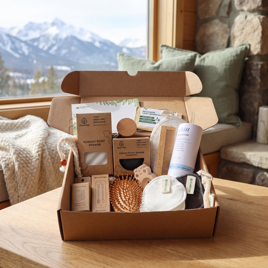 Wholistic Care Serenity Gift Set lifestyle photo in a mountain cabin living room