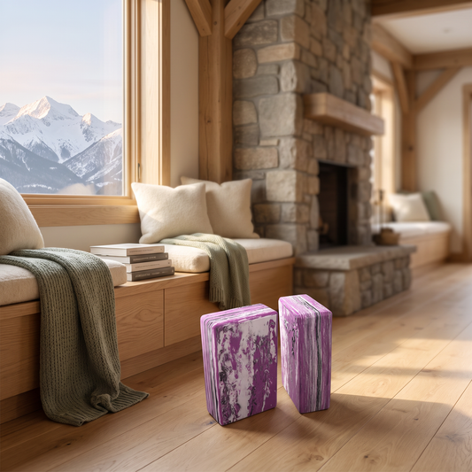 Yoga Building Blocks for Pilates - lifestyle photo in mountain cabin setting